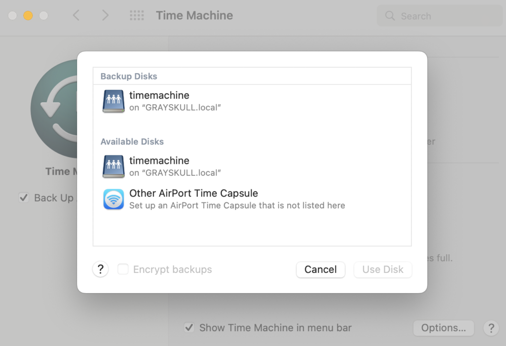 Select the shared drive from the"Availabe disks" list